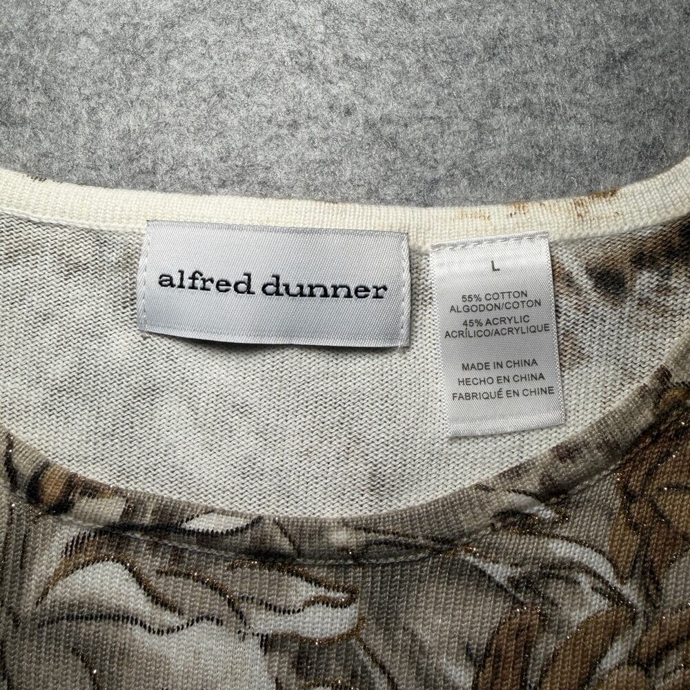 Alfred Dunner Women’s Long Sleeve Knit Top Size L Floral Leopard Pattern Brown - Picture 2 of 6